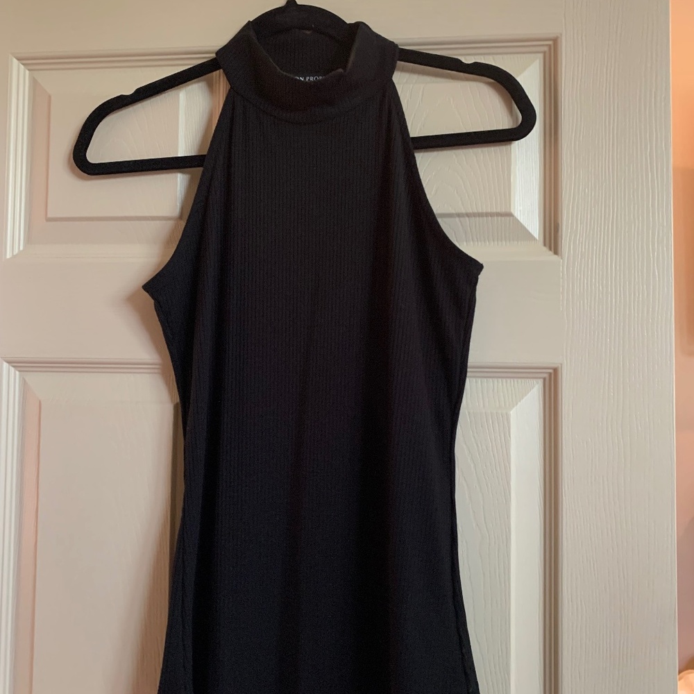 Boston Proper Black Ribbed Sleeveless Top sz S
